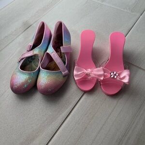 Dress Up: Colorful Glitter Mary Jane Shoes and Pink Bow Sandals